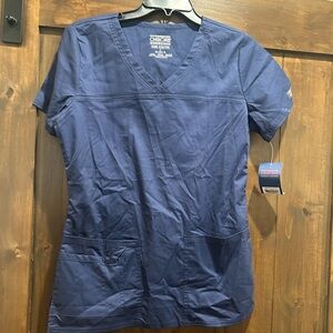 E889 Cherokee Women's Navy 4727 Short Sleeve Top Sz. XS